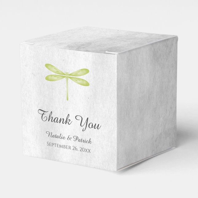 Green Dragonfly Wedding Favour Boxes (Front Side)