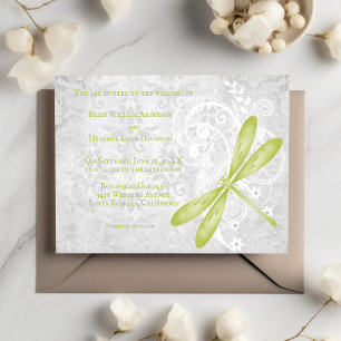Green Dragonfly Wedding Invitation