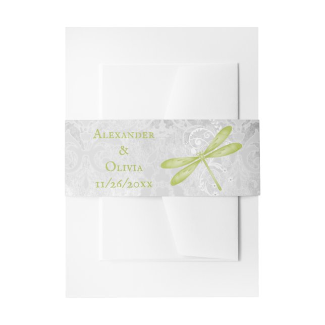 Green Dragonfly Wedding Invite Belly Band Invitation Belly Band (Front Example)