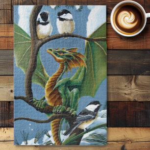 Green Dragons Chickadees Winter Jigsaw Puzzle