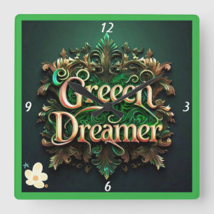 "Green Dreams Realised" Square Wall Clock