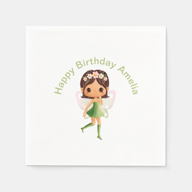 Green Dress Fairy  Napkin (Front)