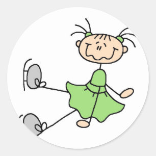 Green Dress Figure Skater Tshirts and Gifts Classic Round Sticker