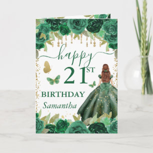 Green Dress Red Haired Princess Birthday Card