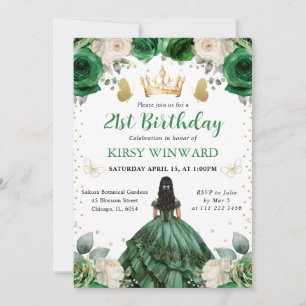 Green Dress Western Princess Birthday Invitation