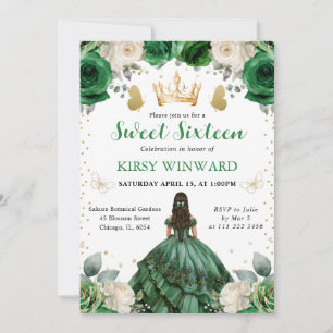 Green Dress Western Princess Sweet 16 Invitation