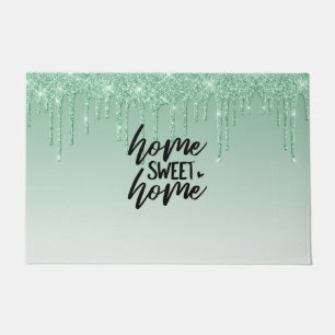 Green Dripping Glitter Home Sweet Home Doormat