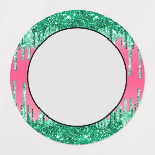 Green Dripping Glitters Chic Pink Watermelon Colou