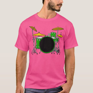 Green Drum Kit Drummer Musician T-Shirt