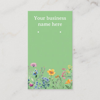 Green earring cards with wildflowers