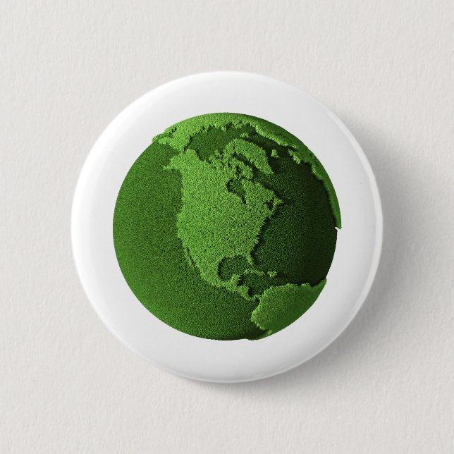 Green Earth 6 Cm Round Badge (Front)