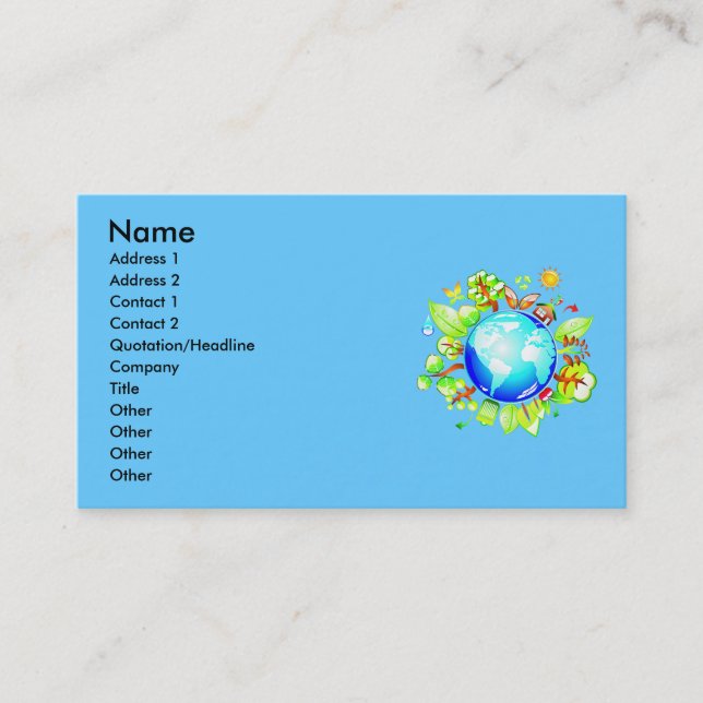 Green Earth Eco Friendly Business Card (Front)