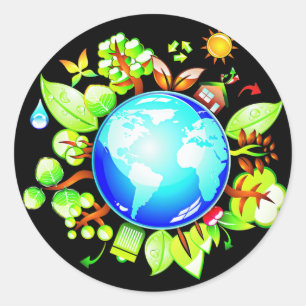 Green Earth Eco Friendly for Earth Day Classic Round Sticker