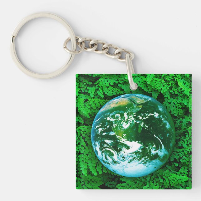 Green Earth - ecological awareness Key Ring (Front)