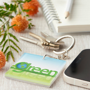 Green Earth Globe Eco Friendly Nature Key Ring