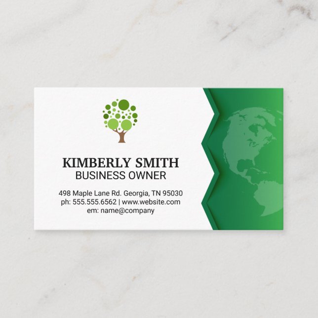 Green Earth | Tree Icon Business Card (Front)