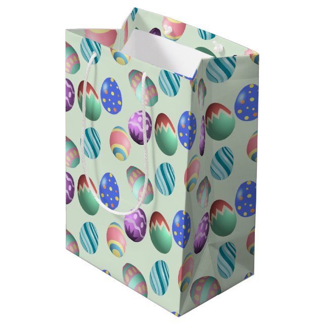 Green Easter Egg Easter Party Easter Egg Hunt Cute Medium Gift Bag (Back Angled)