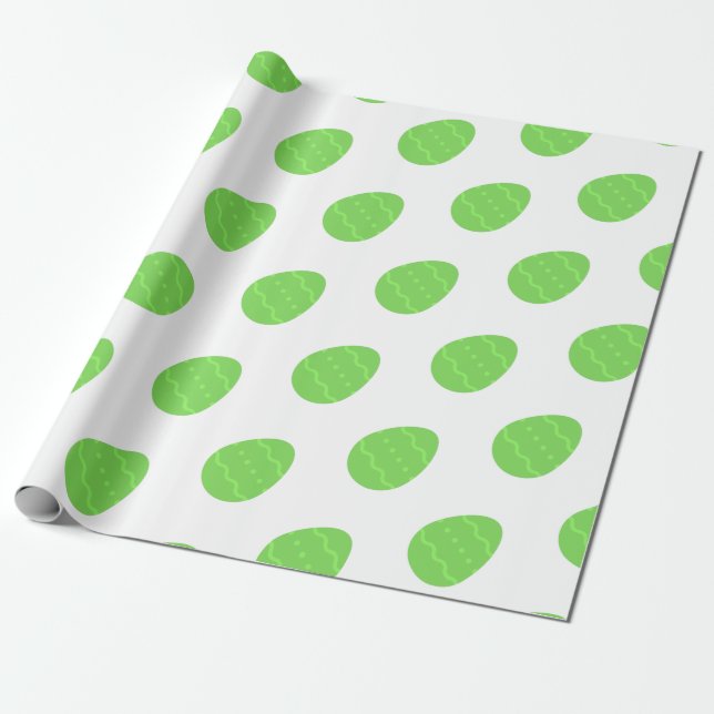 Green Easter Egg Pattern Wrapping Paper (Unrolled)