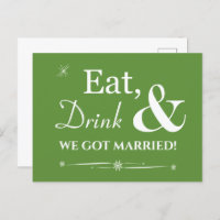 Green Eat Drink We Got Married Retro Elopement