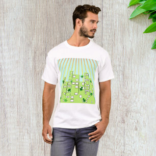 Green Eco City Skyline with Floating Leaves T-Shirt