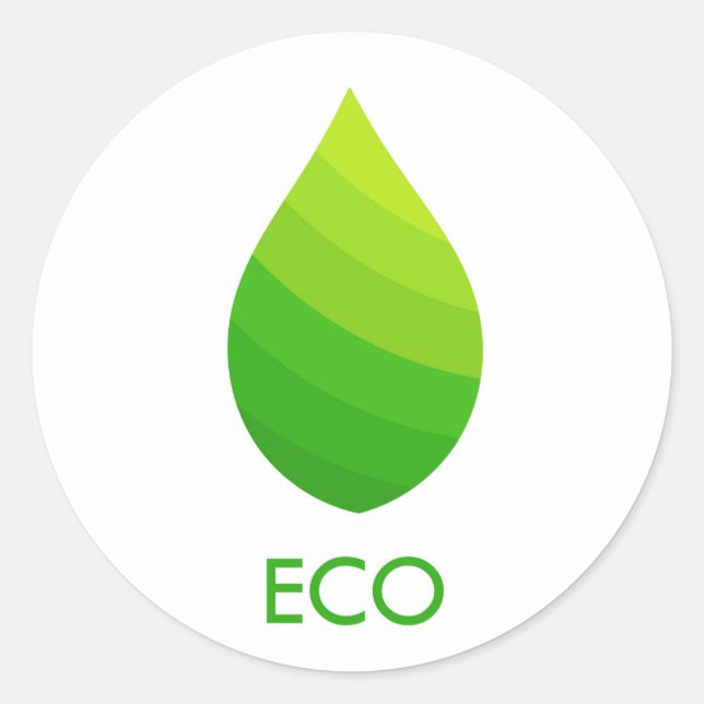 Green eco leaf classic round sticker (Front)