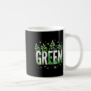 Green Eco Nature Word Art With Leaves T Shirt Coffee Mug