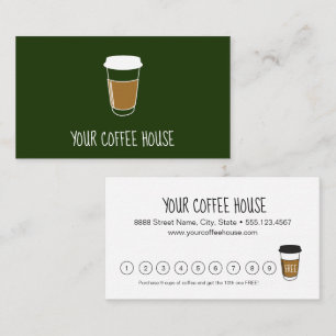 Green Editable Coffee House Stamp loyalty card