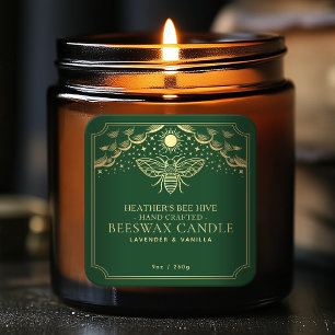 Green Editable Witchy Tarot Honeybee Candle Label