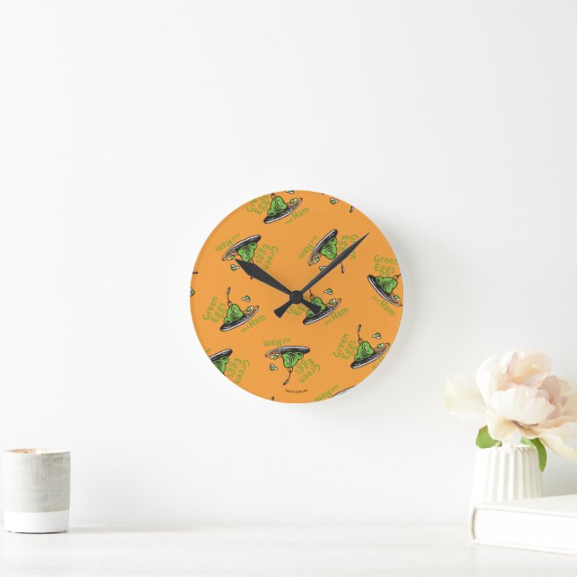 Green Eggs and Ham Pattern Round Clock (Home)