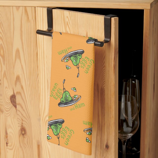 Green Eggs and Ham Pattern Tea Towel (Thirds Fold)