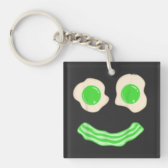 Green Eggs Ham Smile Face Brunch Breakfast Key Ring (Front)
