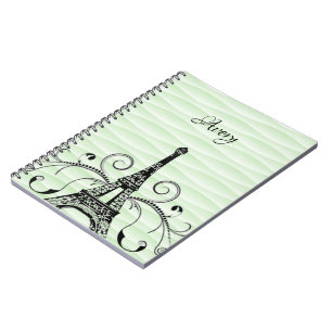 Green Eiffel Tower Flourish Notebook