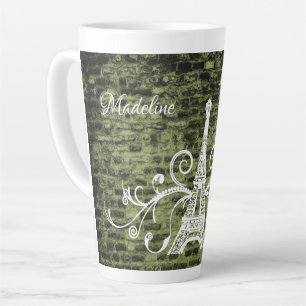 Green Eiffel Tower Grunge Latte Mug