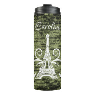 Green Eiffel Tower Grunge Thermal Tumbler