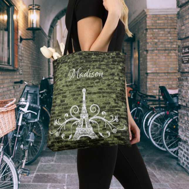Green Eiffel Tower Grunge Tote Bag (Green Eiffel Tower Grunge Tote Bag)