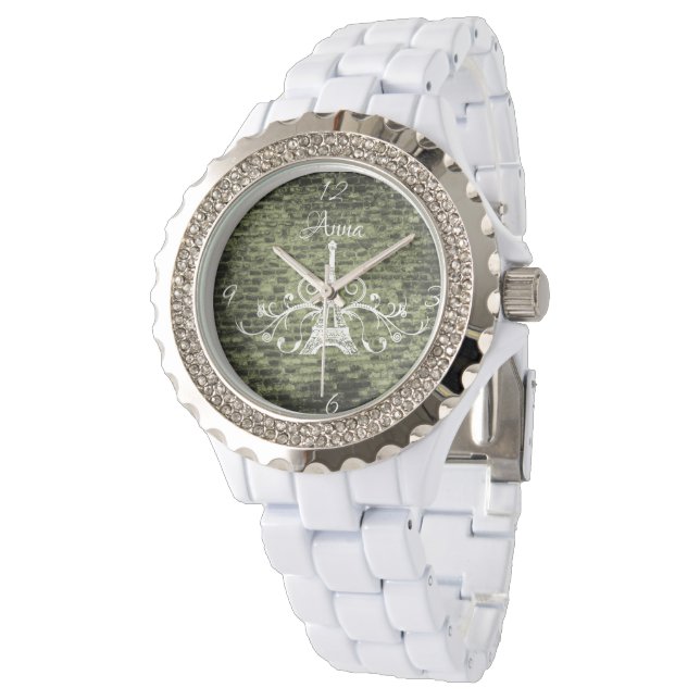 Green Eiffel Tower Grunge Watch (Angled)