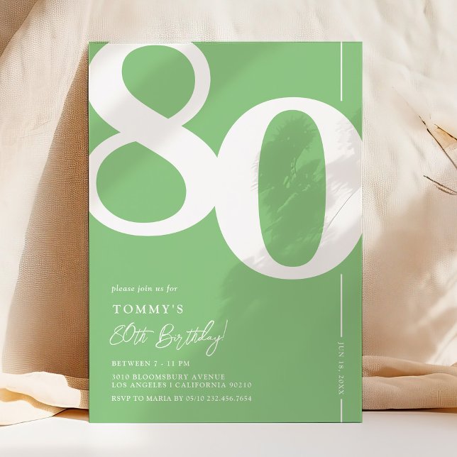 Green Eighty 80th Birthday Party Invitation (Creator Uploaded)