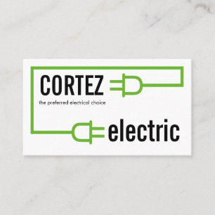 Green Electric Bulb Plug Circuit Business Card