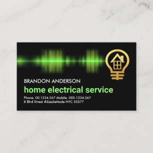 Green Electric Pulse Powers Gold Bulb Business Card