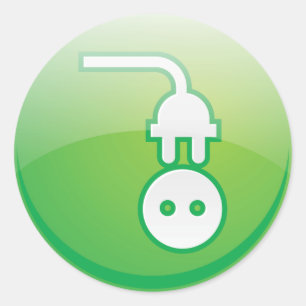 Green Electrical Plug Icon Classic Round Sticker