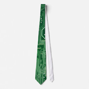 green electronic circuit board computer pattern tie