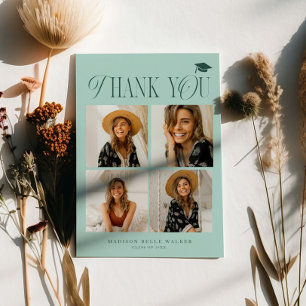 Green Elegance Graduation Thank You Photo Collage