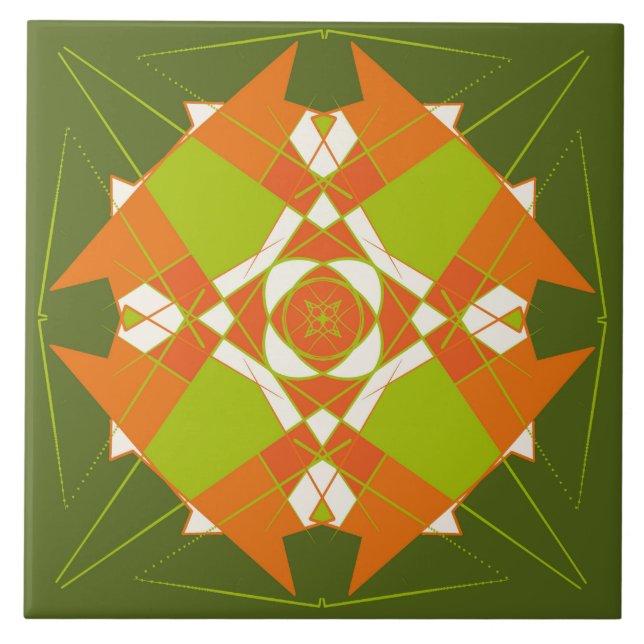 green elegant abstract ceramic tile (Front)