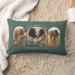 Green elegant arch multi photo best mum lumbar cushion