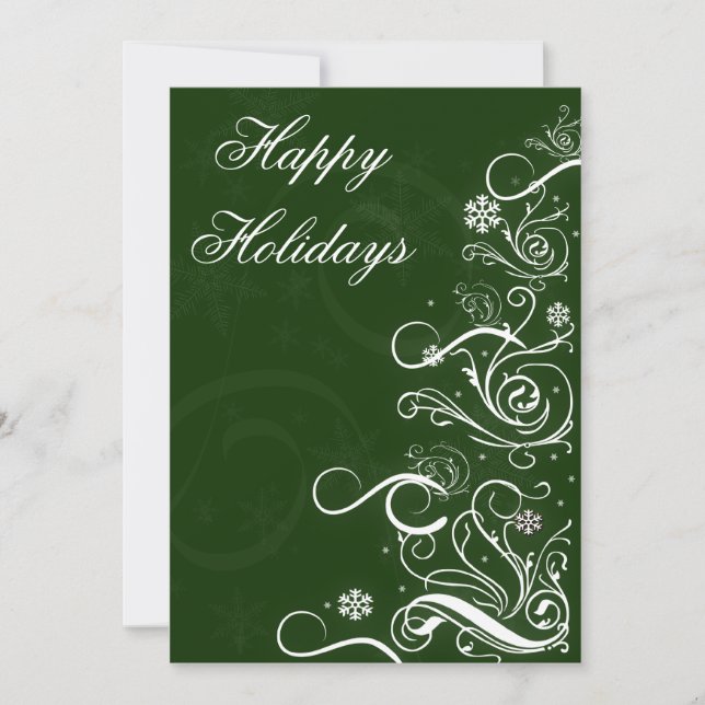 green elegant Business Holiday Greetings Card (Front)