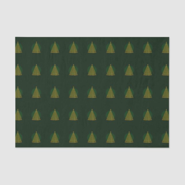 Green Elegant Christmas Tree Tissue Paper (Front)