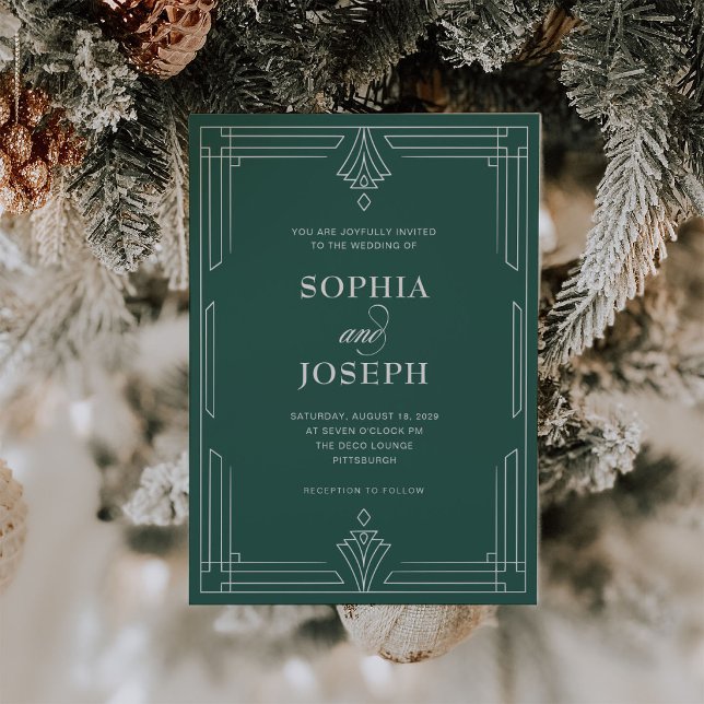 Green | Elegant Classic Holiday Wedding Invitation (Creator Uploaded)
