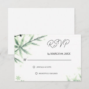 Green Elegant Classic Wedding RSVP Card