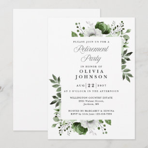 Green Elegant Country Floral Retirement Party Invitation