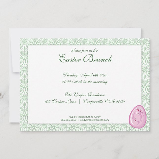 Green Elegant Easter Brunch Invitation (Front)